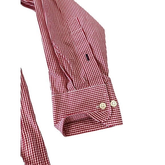 Tommy Hilfiger Dress Shirt Men Size 15.5 32-33 Red Gingham Plaid Checkered Work - Picture 4 of 8